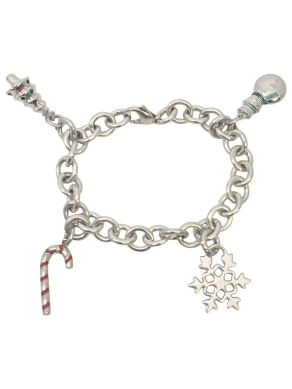 Tiffany & Co Sterling Silver Enamel Christmas Winter 4 Charm Bracelet #24946